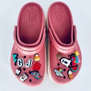 CROCS Kids Pink Clogs with Colorful Charms